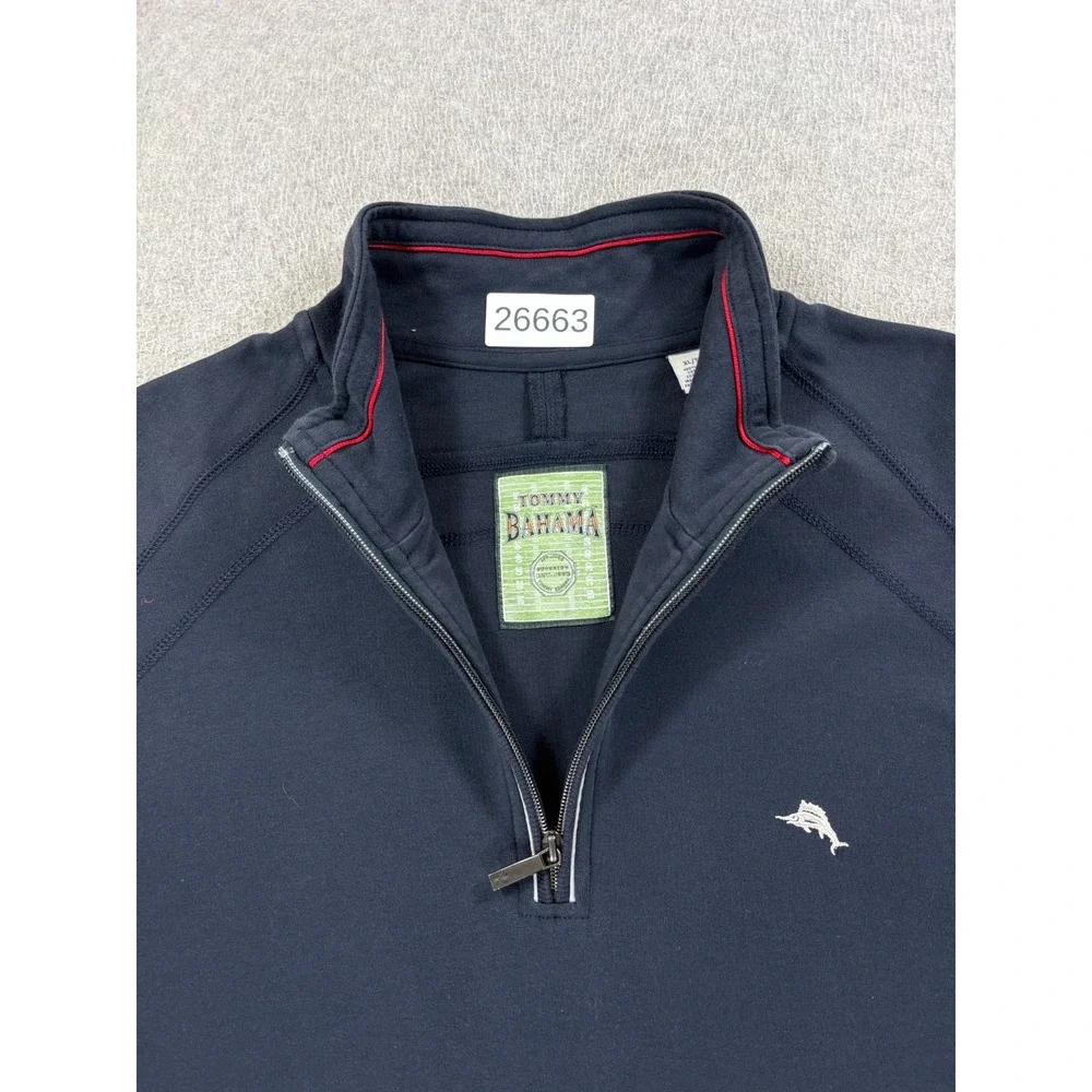 New England Patriots Tommy Bahama Stitched 1/4 Pullover Sweater (Men's XL)‎ Blue